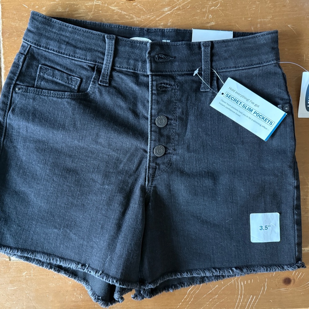 NWT Old Navy Black High-Rise Button-Front Denim Shorts